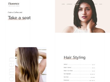 Website for Beauty Salon Front Page