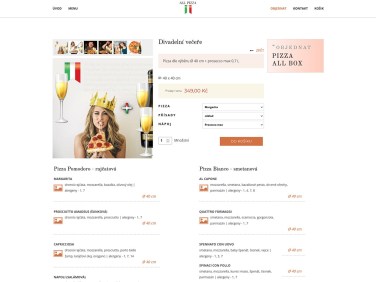 Website for Restaurant Front Page